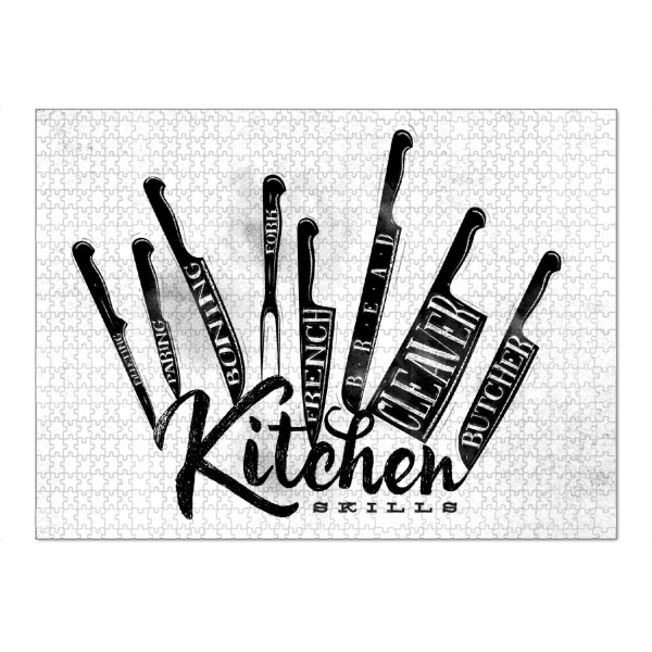 Puzzle Ravensburger "Fleisch Schneidemesser (wb)" artboxONE - Typografie,Essen & Trinken