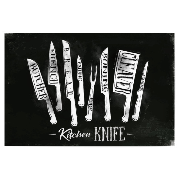 Poster "Küchenmesser" artboxONE - Essen & Trinken - Kreide,Tafel,Messer,Metzger,Küche,Kochen,Brot,Fleisch,Fisch,Gemüse,Gastronomie