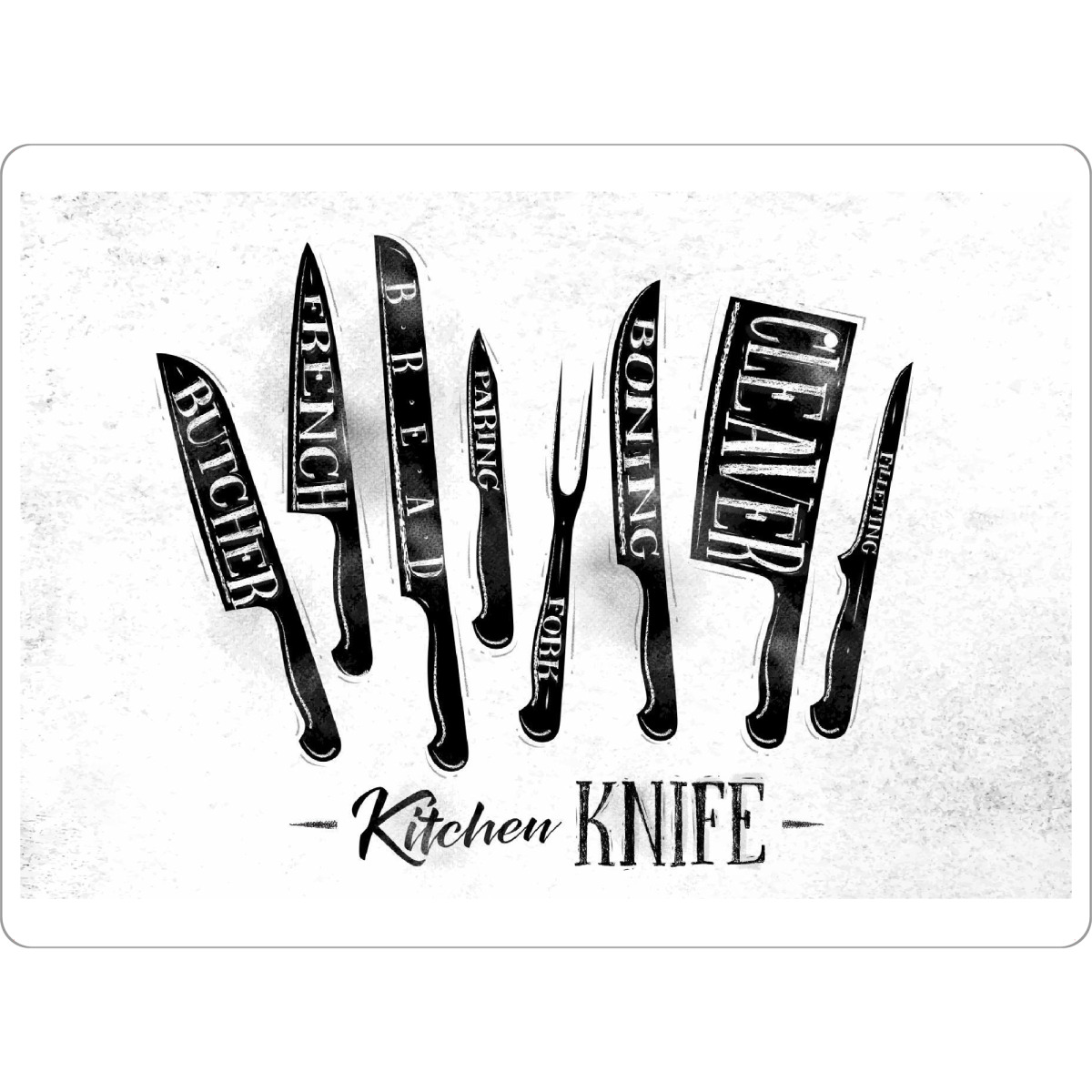 Tischset "Meat cutting knives" artboxONE - Essen & Trinken - Messer,Kochen,Küche,Schneiden,Brot,Fleisch,Fisch,Gemüse,Obst,Metzger,Gastronomie