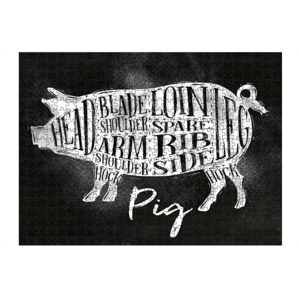 Puzzle Ravensburger "Schwein Schnitt-Schema" artboxONE - Essen & Trinken