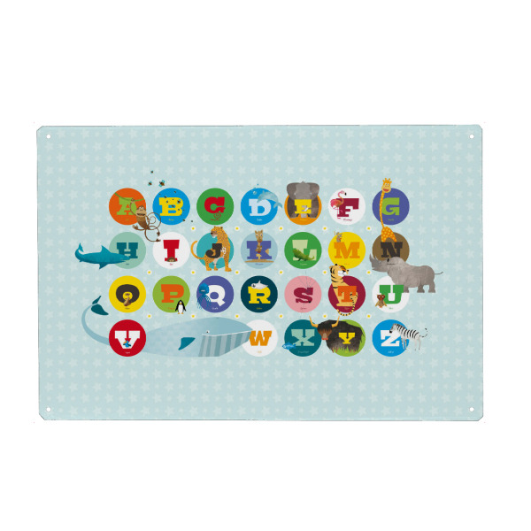 Holzbild "ABC 2" artboxONE - Typografie,Für Kinder,Tiere - Abc,Kinder,Tiere,Typografie,Elefant,Tiger