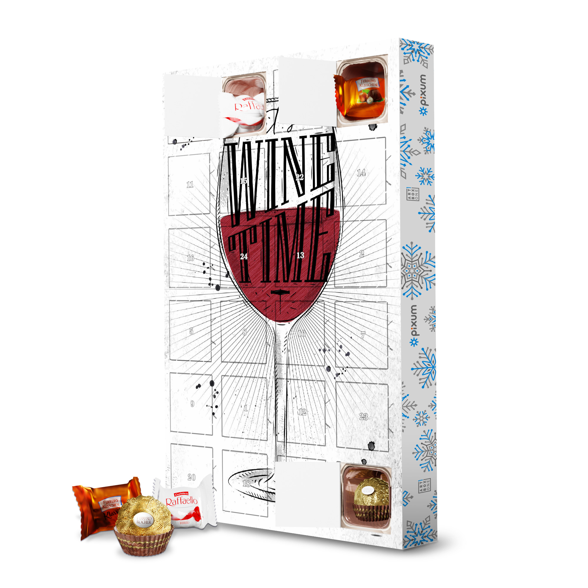 Adventskalender mit Ferrero Pralinen Wein Glas artboxONE Adventskalender Essen & Trinken