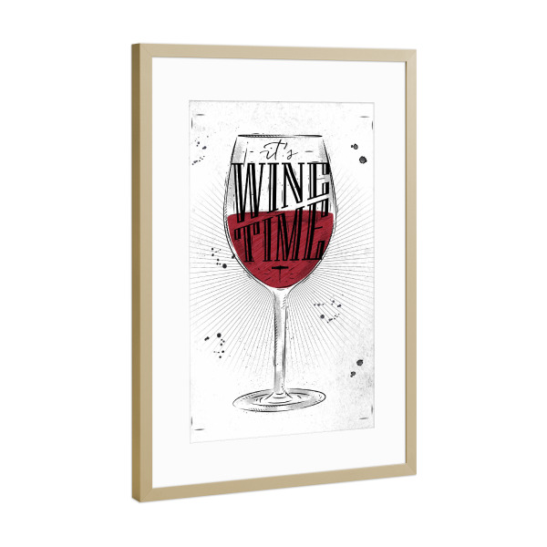 Poster mit Rahmen Gold "Wein Glas" artboxONE - Essen & Trinken,Fashion