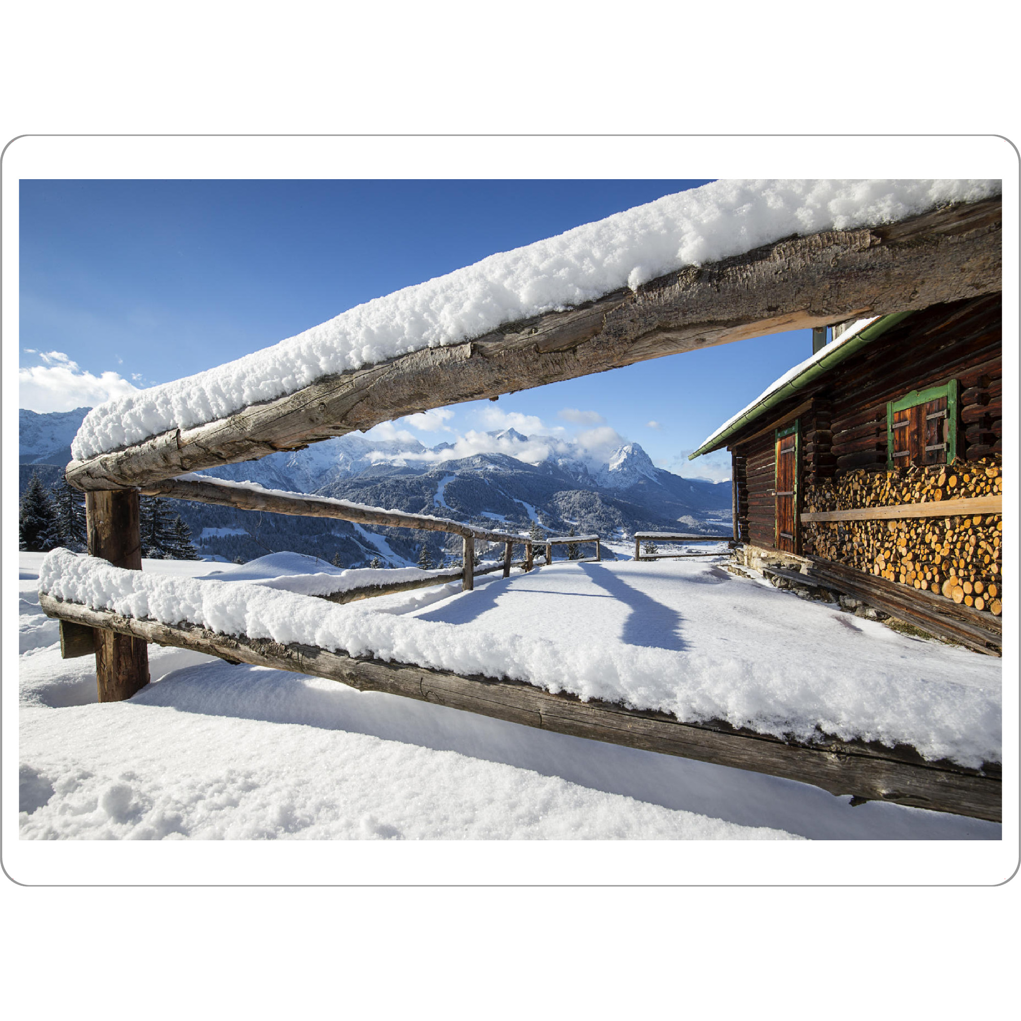 Tischset "Zugspitzblick an der Eckenhütte" artboxONE - Natur - Garmisch-partenkirchen,Bayern,Berge,Alpen,Winter,Eckenhütte,Schnee