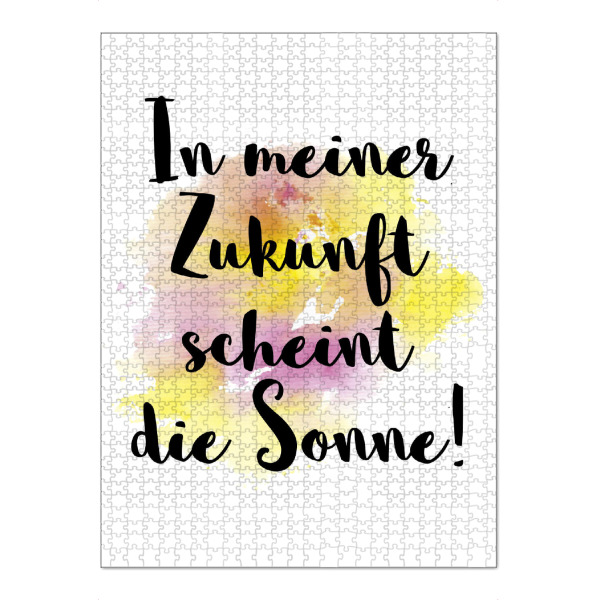 Puzzle Ravensburger "Sonnige Zukunft" artboxONE - Typografie - Sonne,Pink,Wasserfarbe,Farbklecks,Bunt,Fröhlich,Zukunft,Soinne,Optimismus