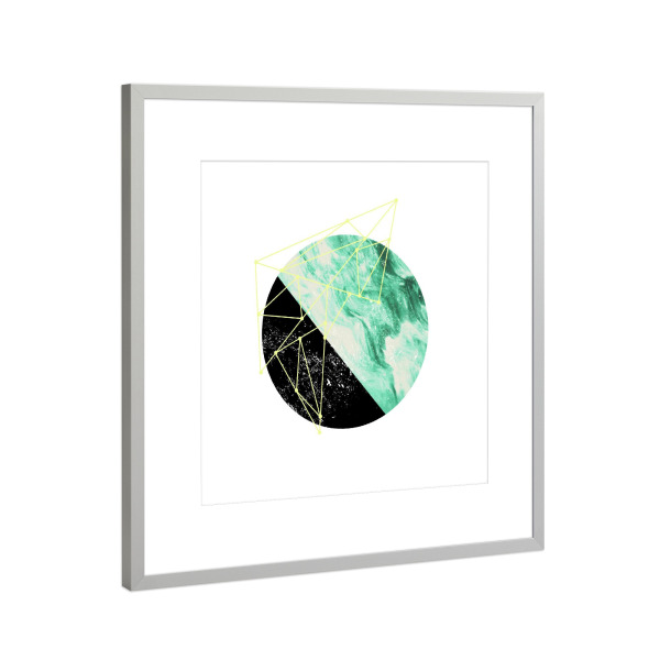 Poster mit Rahmen Silber "Green moon" artboxONE - Abstrakt,Geometrie,Galaxy