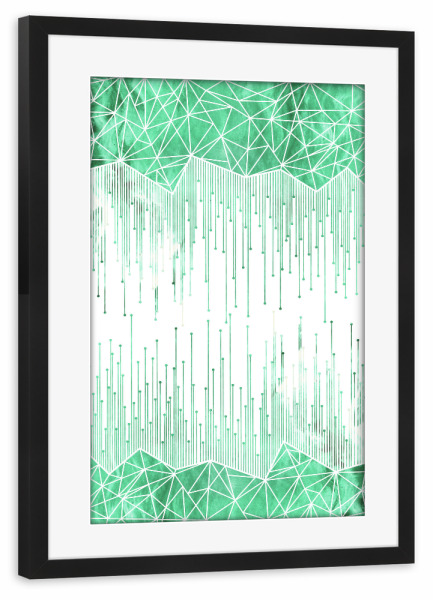 Poster mit Rahmen schwarz "Green geometric I" artboxONE - Abstrakt,Geometrie