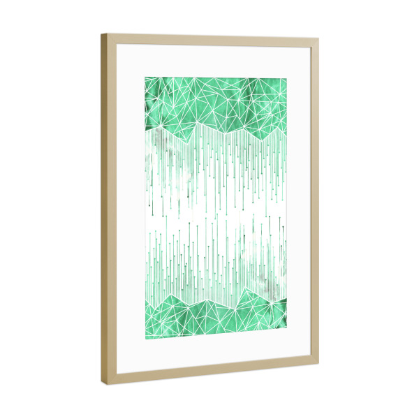 Poster mit Rahmen Gold "Green geometric I" artboxONE - Abstrakt,Geometrie