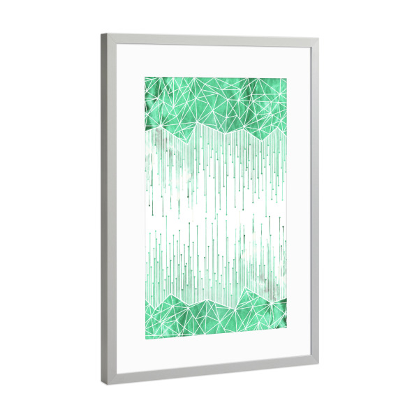 Poster mit Rahmen Silber "Green geometric I" artboxONE - Abstrakt,Geometrie