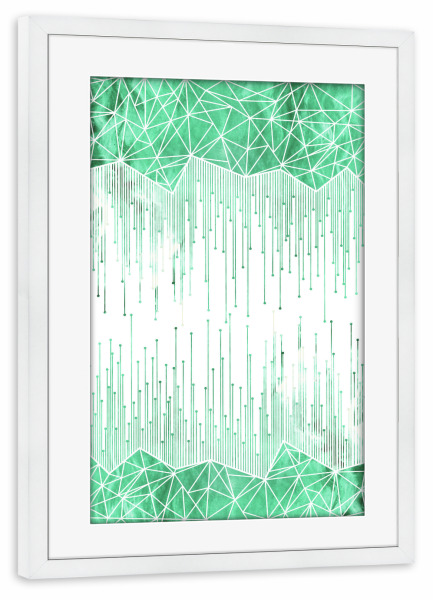 Poster mit Rahmen weiß "Green geometric I" artboxONE - Abstrakt,Geometrie