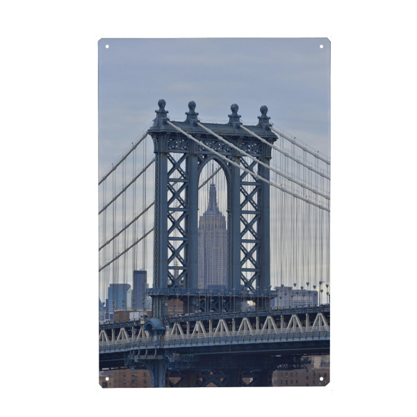 Metall Poster "Manhattan Bridge und Empire State Building" artboxONE - Städte / New York - Nyc,Manhattan bridge,Empire state building,Manhattan