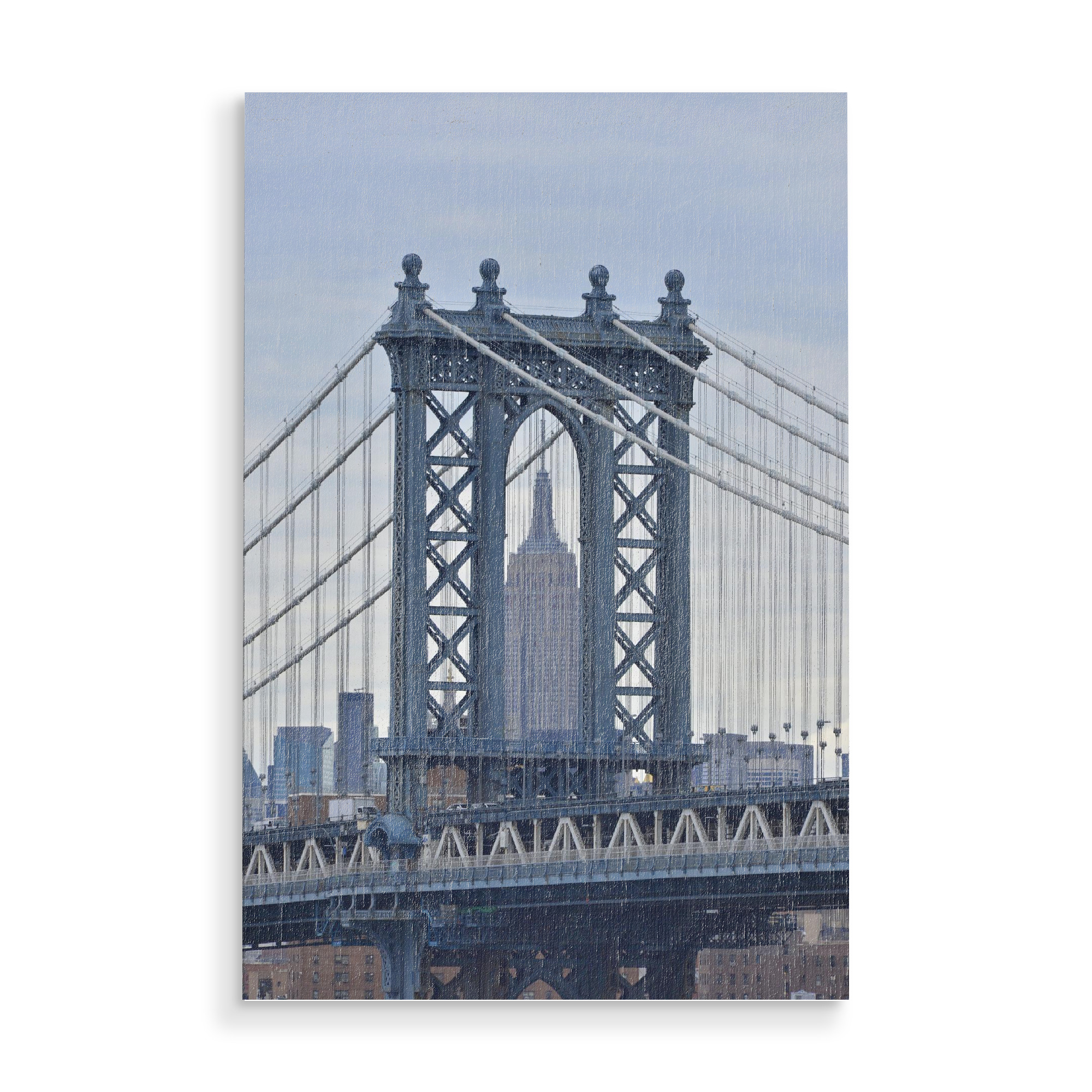 Holzbild "Manhattan Bridge und Empire State Building" artboxONE - Städte / New York - Nyc,Manhattan bridge,Empire state building,Manhattan