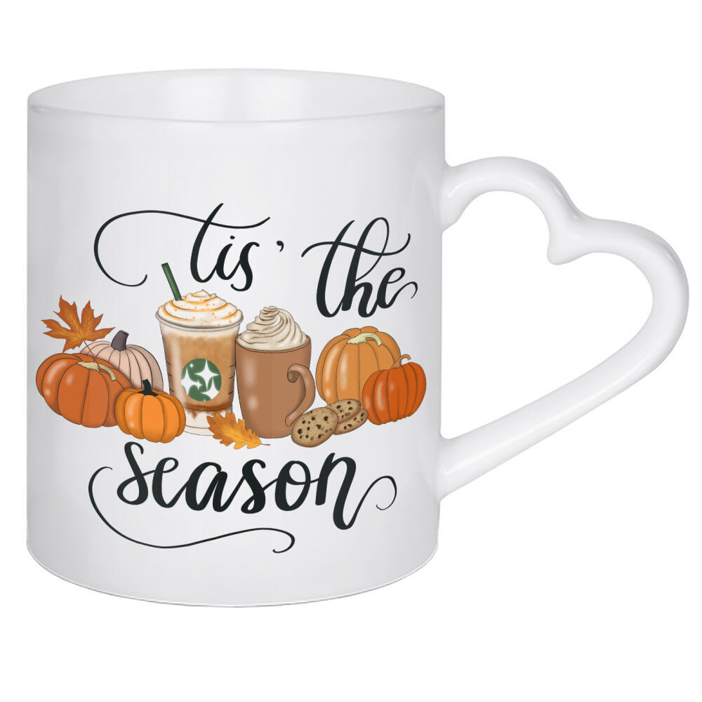 Herztasse "Es ist die Saison | Kürbis-Design" artboxONE - Essen & Trinken,Buchstaben,Essen & Trinken / Obst & Gemüse,Festivals,Halloween