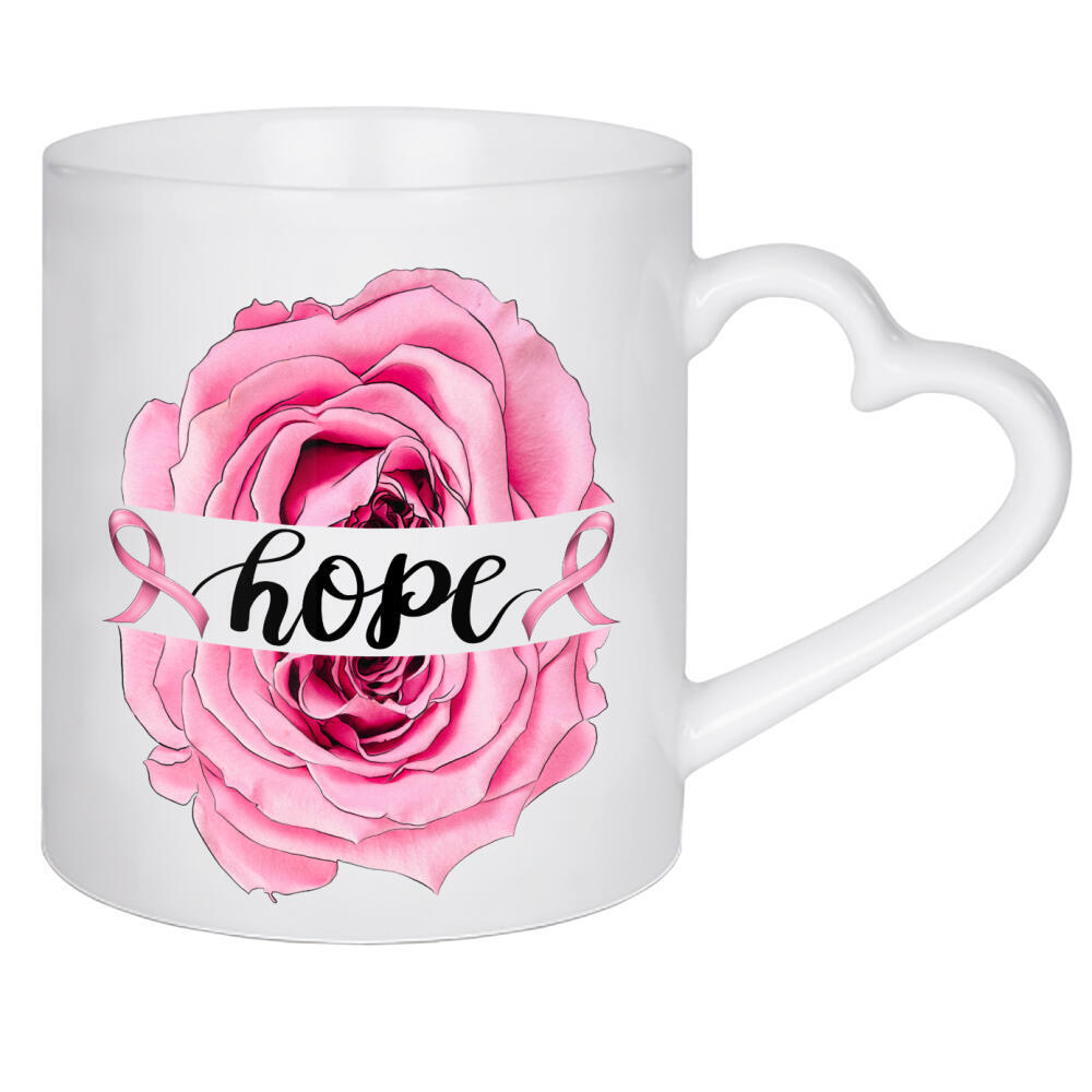 Herztasse "Blumenhoffnung rosa Rosen-Blume" artboxONE - Floral,Liebe,Buchstaben,Für Mama,Festivals