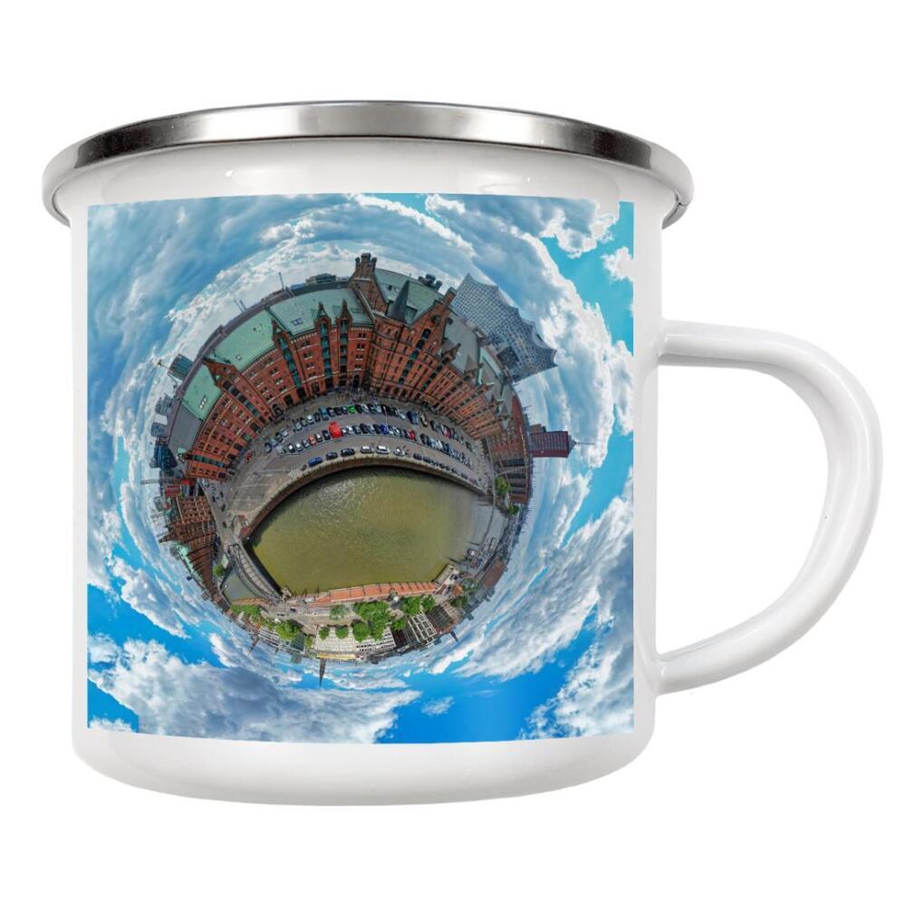 Emaille Tasse "Wunderland, Hamburg-Speicherstadt" artboxONE - Städte,Städte / Hamburg,Reise,Architektur,Reise / Länder