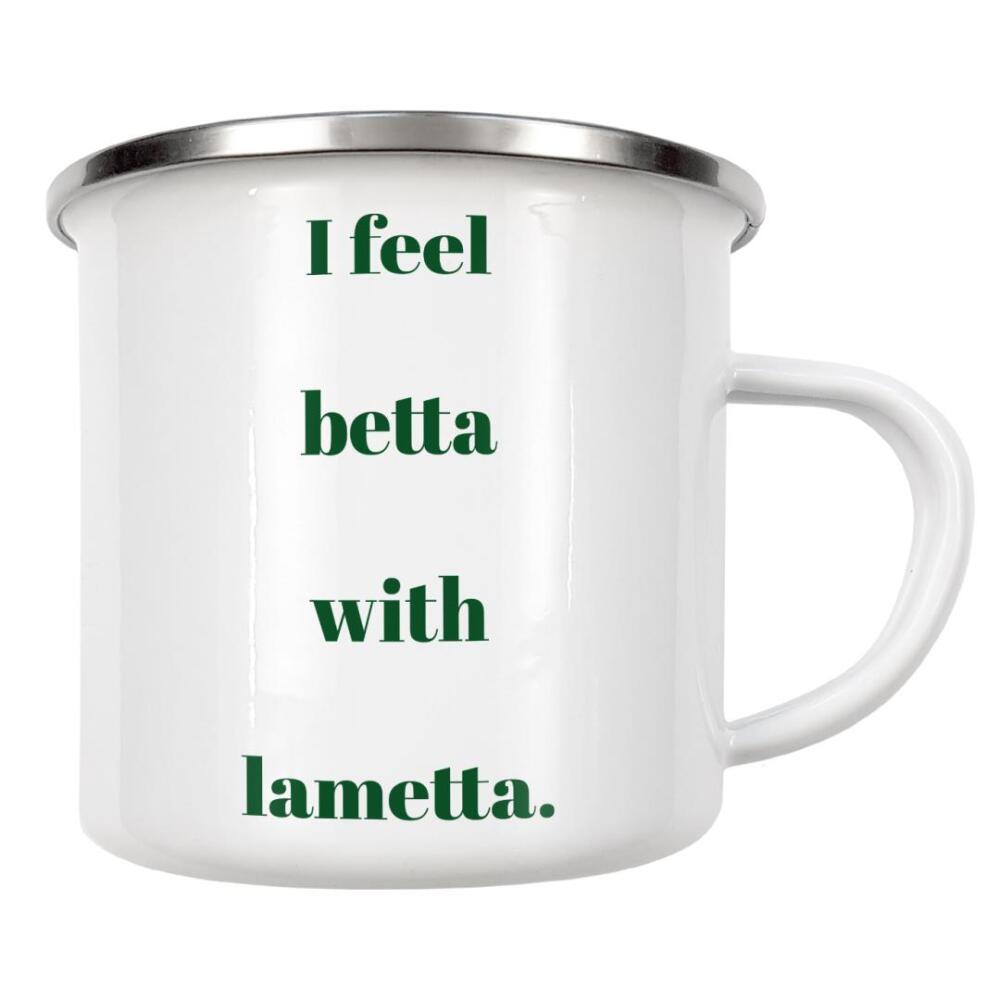 Emaille Tasse "Feel betta with lametta" artboxONE - Typografie,Weihnachten