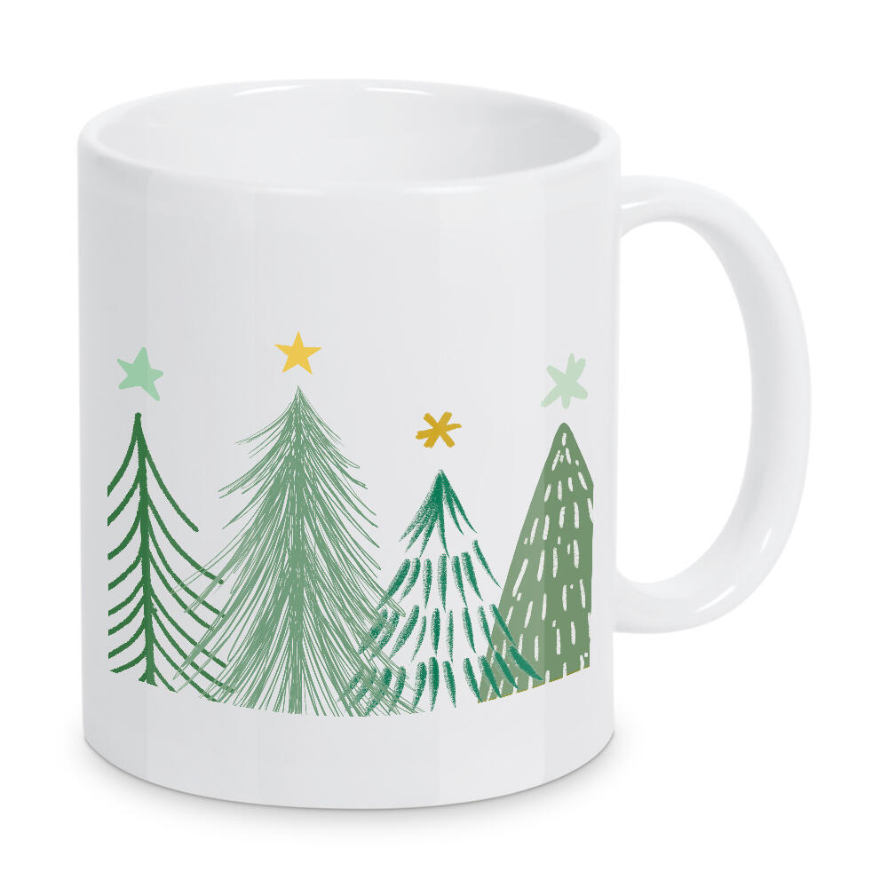 Tasse "Weihnachtsbäume" artboxONE - Weihnachten - Weihnachten,Tannen,Weihnachtsbäume,Bunt,Sterne,Illustration,Bäume,Wald