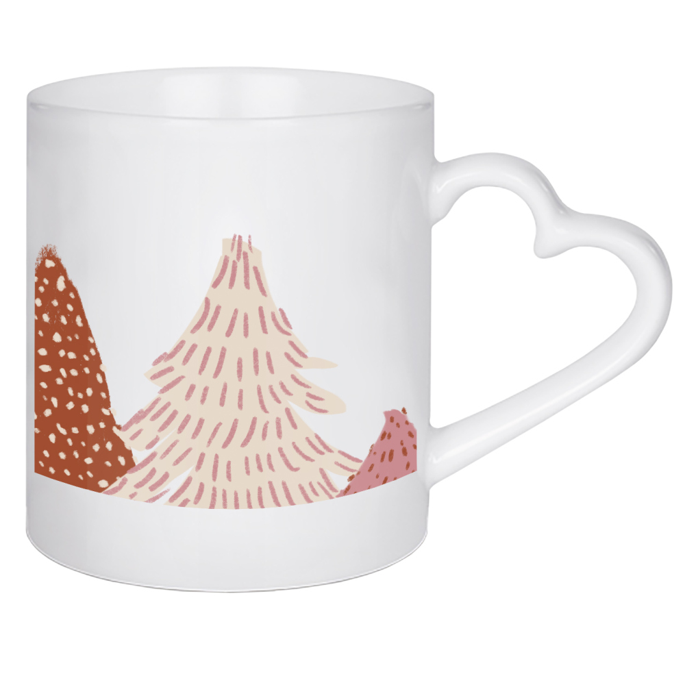 Herztasse "Bunte Tännchen" artboxONE - Natur,Weihnachten - Weihnachten,Typo,Typografie,Tannen,Weihnachtsbäume,Bäume,Wald,Natur