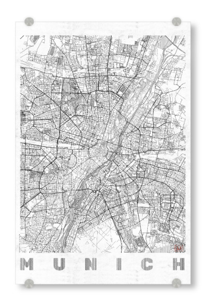 Acrylglasbild "Munich, Deutschland 2" artboxONE - Städte,Städte / München,Schwarzweiß,Kartografie