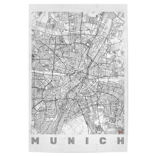 Poster 30x20 cm "Munich, Deutschland 2" artboxONE - Städte,Städte / München,Schwarzweiß,Kartografie
