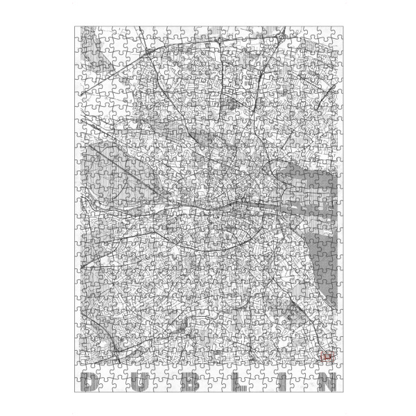 Puzzle Ravensburger "Dublin, Irland 2" artboxONE - Städte,Schwarzweiß,Kartografie - Karte,Stadt,Straße,Plakat,Plan,Map,Street,Dublin,Irland