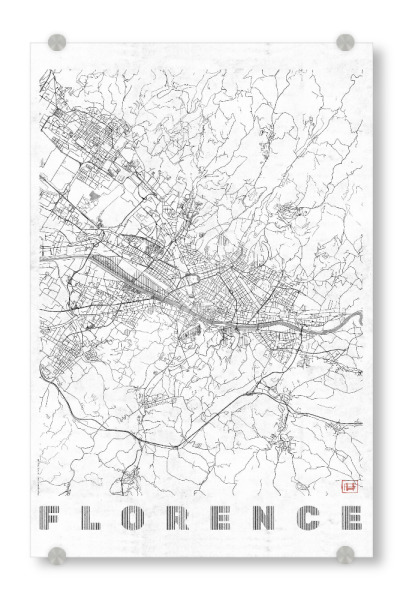 Acrylglasbild "Florence, Italien" artboxONE - Städte,Schwarzweiß,Kartografie - Karte,Stadt,Straße,Plakat,Plan,Map,Street,Florence,Italien
