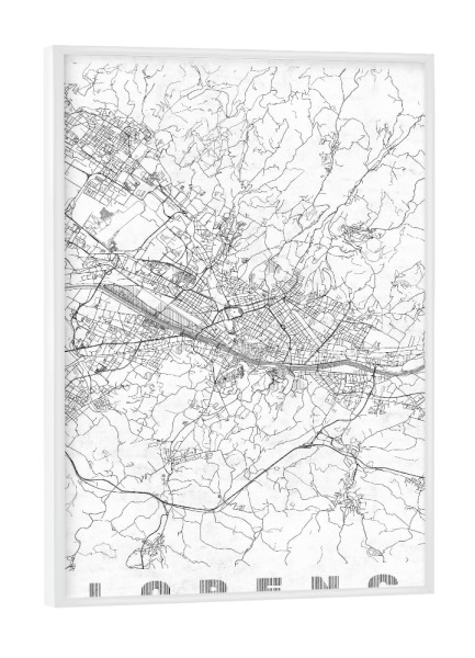Poster mit weißem Rahmen "Florence, Italien" artboxONE - Städte,Schwarzweiß,Kartografie - Karte,Stadt,Straße,Plakat,Plan,Map,Street,Florence,Italien