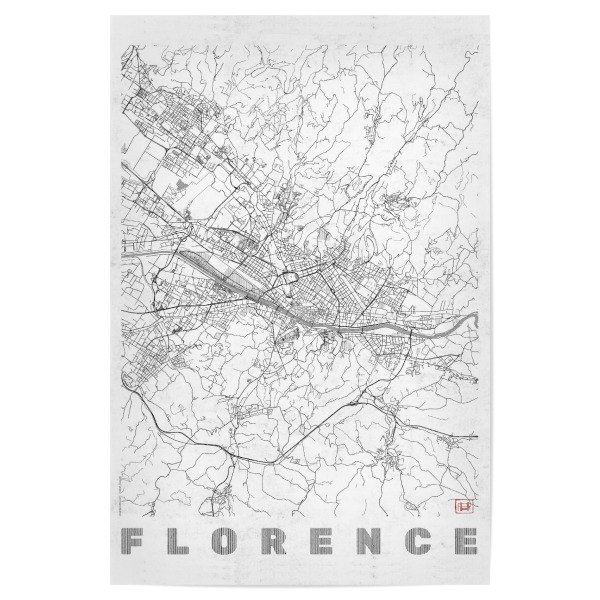 Poster 30x20 cm "Florence, Italien" artboxONE - Städte,Schwarzweiß,Kartografie - Karte,Stadt,Straße,Plakat,Plan,Map,Street,Florence,Italien