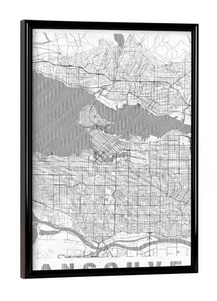 Poster mit schwarzem Rahmen "Vancouver, Kanada 2" artboxONE - Städte,Schwarzweiß,Kartografie