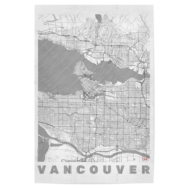 Poster "Vancouver, Kanada 2" artboxONE - Städte,Schwarzweiß,Kartografie - Karte,Stadt,Straße,Plakat,Plan,Map,Street,Vancouver,Kanada