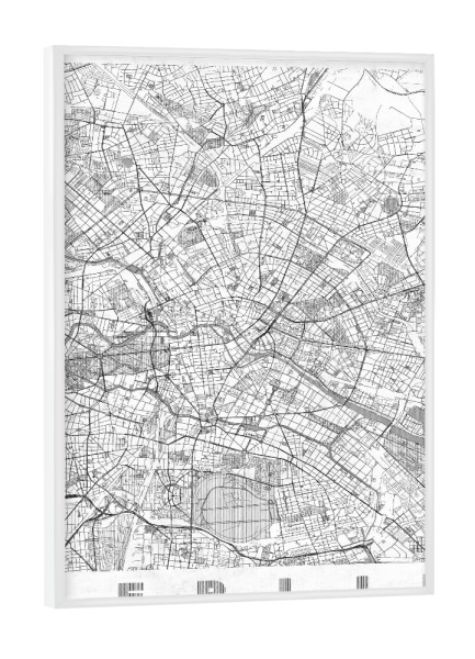 Poster mit weißem Rahmen "Berlin, Deutschland" artboxONE - Städte,Städte / Berlin,Schwarzweiß,Kartografie