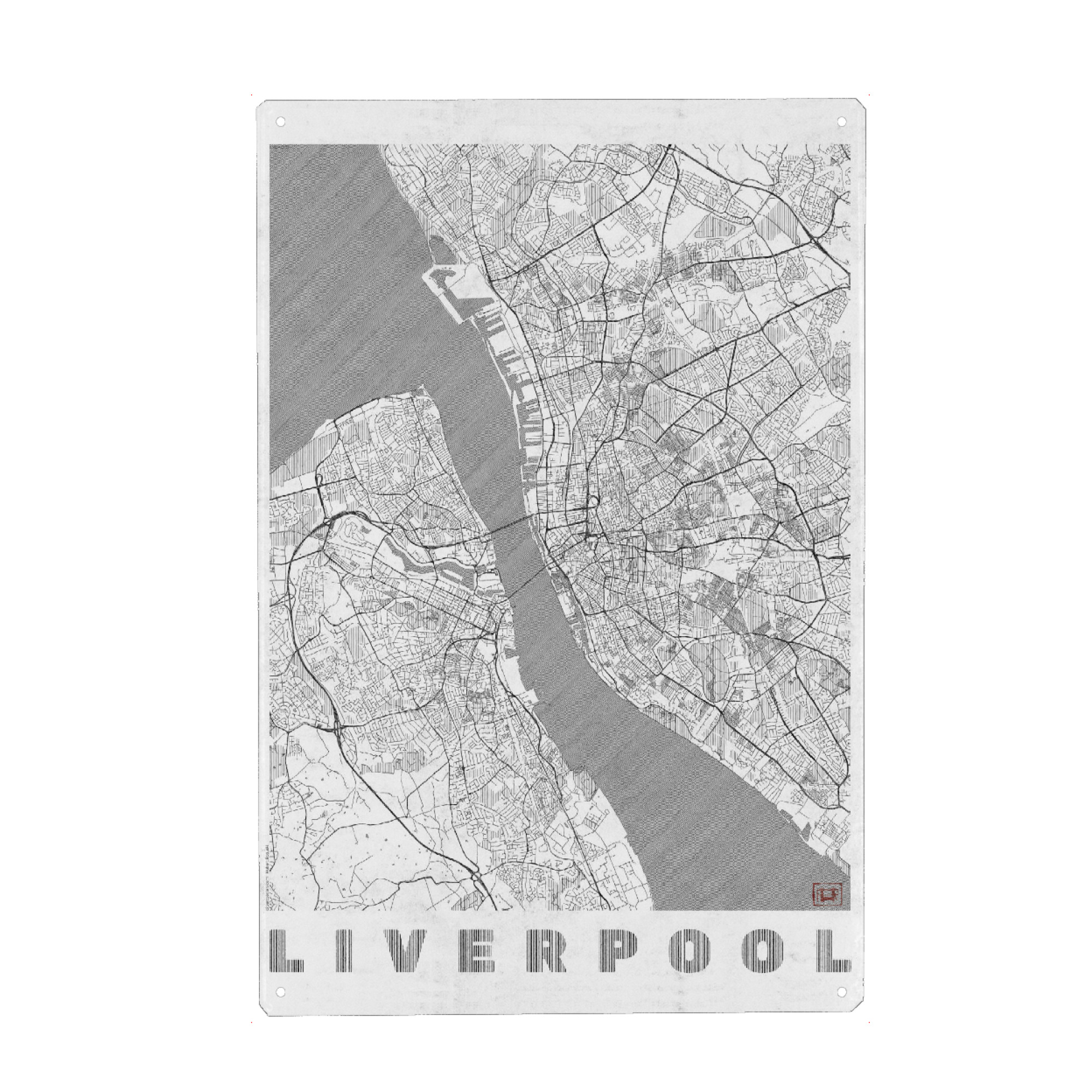 Metall Poster "Liverpool, Großbritannien" artboxONE - Städte,Schwarzweiß,Kartografie