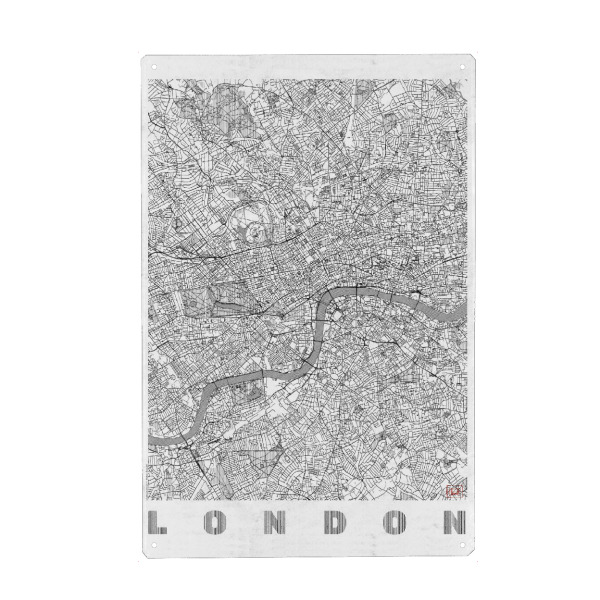 Holzbild "London, Großbritannien" artboxONE - Städte,Städte / London,Schwarzweiß,Kartografie