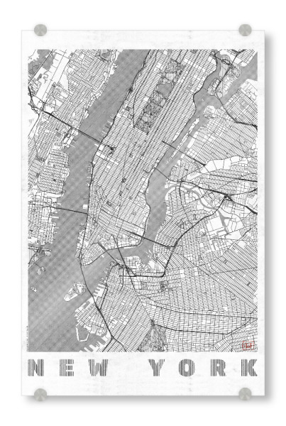 Acrylglasbild "New York, USA 2" artboxONE - Städte,Städte / New York,Schwarzweiß,Kartografie - Karte,Stadt,Straße,Plakat,Plan,Map,Street,New york,Usa