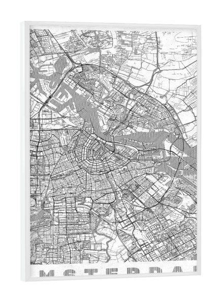 Poster mit weißem Rahmen "Amsterdam, Niederlande 2" artboxONE - Städte,Schwarzweiß,Städte / Amsterdam,Kartografie
