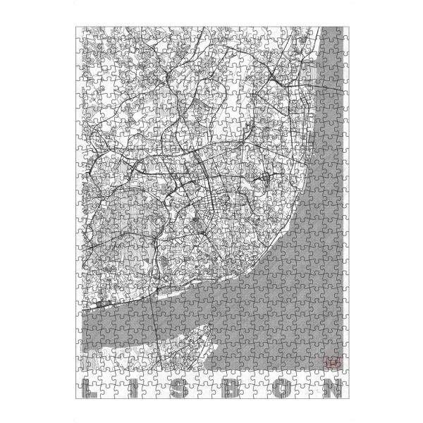 artboxONE Puzzle "Lissabon, Portugal 2" artboxONE - Städte,Schwarzweiß,Kartografie - Karte,Stadt,Straße,Plakat,Plan,Map,Street,Lissabon,Portugal