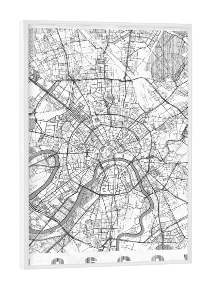 Poster mit weißem Rahmen "Moskau, Russland 2" artboxONE - Städte,Schwarzweiß,Kartografie - Karte,Stadt,Straße,Plakat,Plan,Map,Street,Moskau,Russland