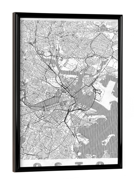 Poster mit schwarzem Rahmen "Boston, USA 2" artboxONE - Städte,Schwarzweiß,Städte / Boston,Kartografie