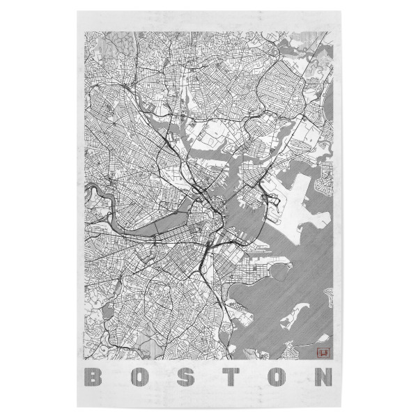 Poster "Boston, USA 2" artboxONE - Städte,Schwarzweiß,Städte / Boston,Kartografie - Karte,Stadt,Straße,Plakat,Plan,Map,Street,Boston,Usa