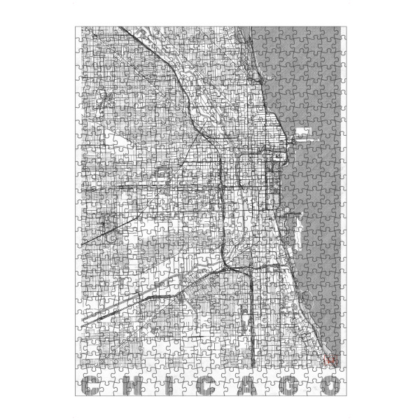 artboxONE Puzzle "Chicago, USA 2" artboxONE - Städte,Schwarzweiß,Städte / Chicago,Kartografie