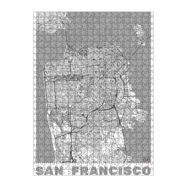 artboxONE Puzzle "San Francisco, USA 2" artboxONE - Städte,Schwarzweiß,Städte / San Francisco,Kartografie