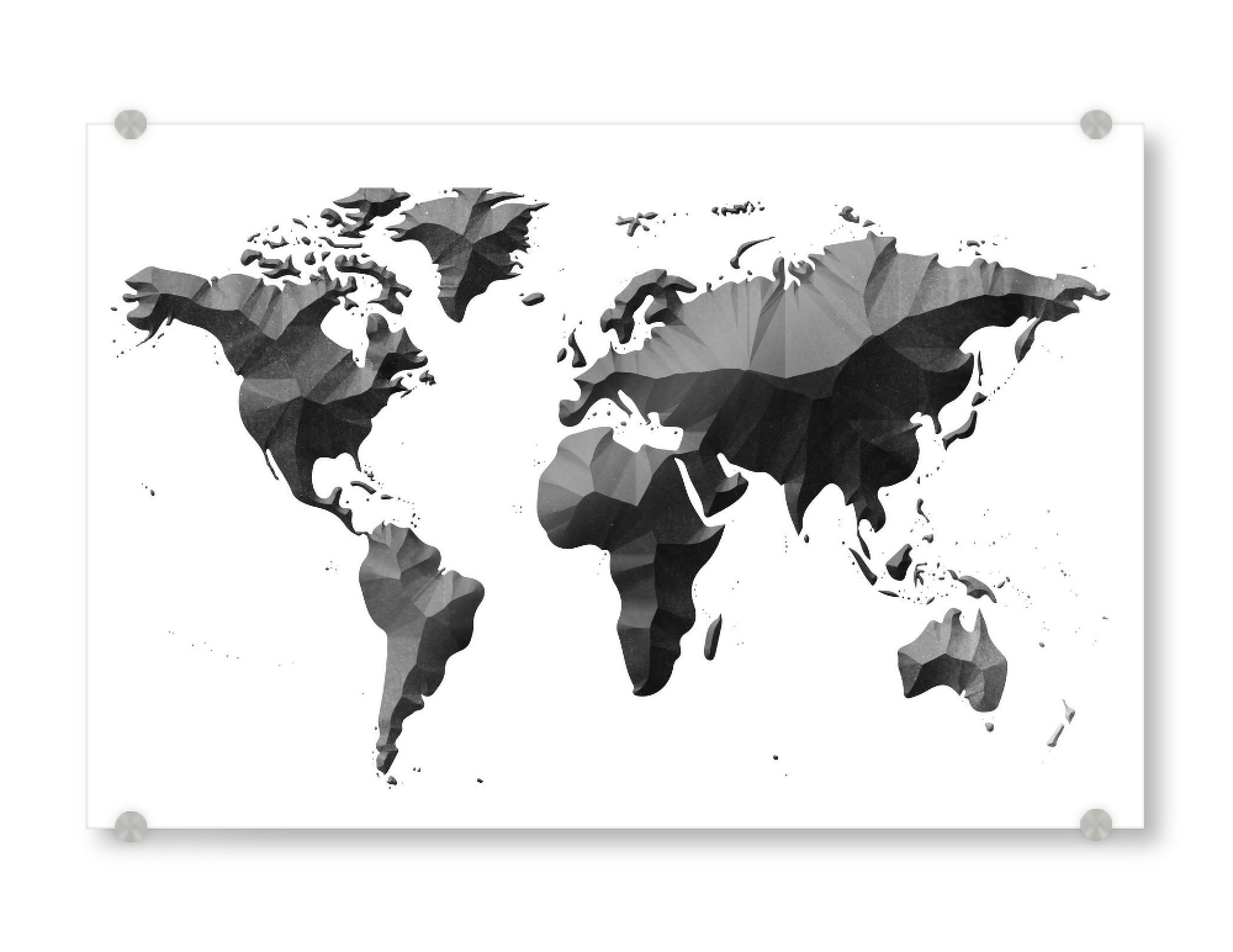 Acrylglasbild "World Map Print" artboxONE - Typografie,Für Kinder,Abstrakt,Schwarzweiß,Geometrie,Kartografie
