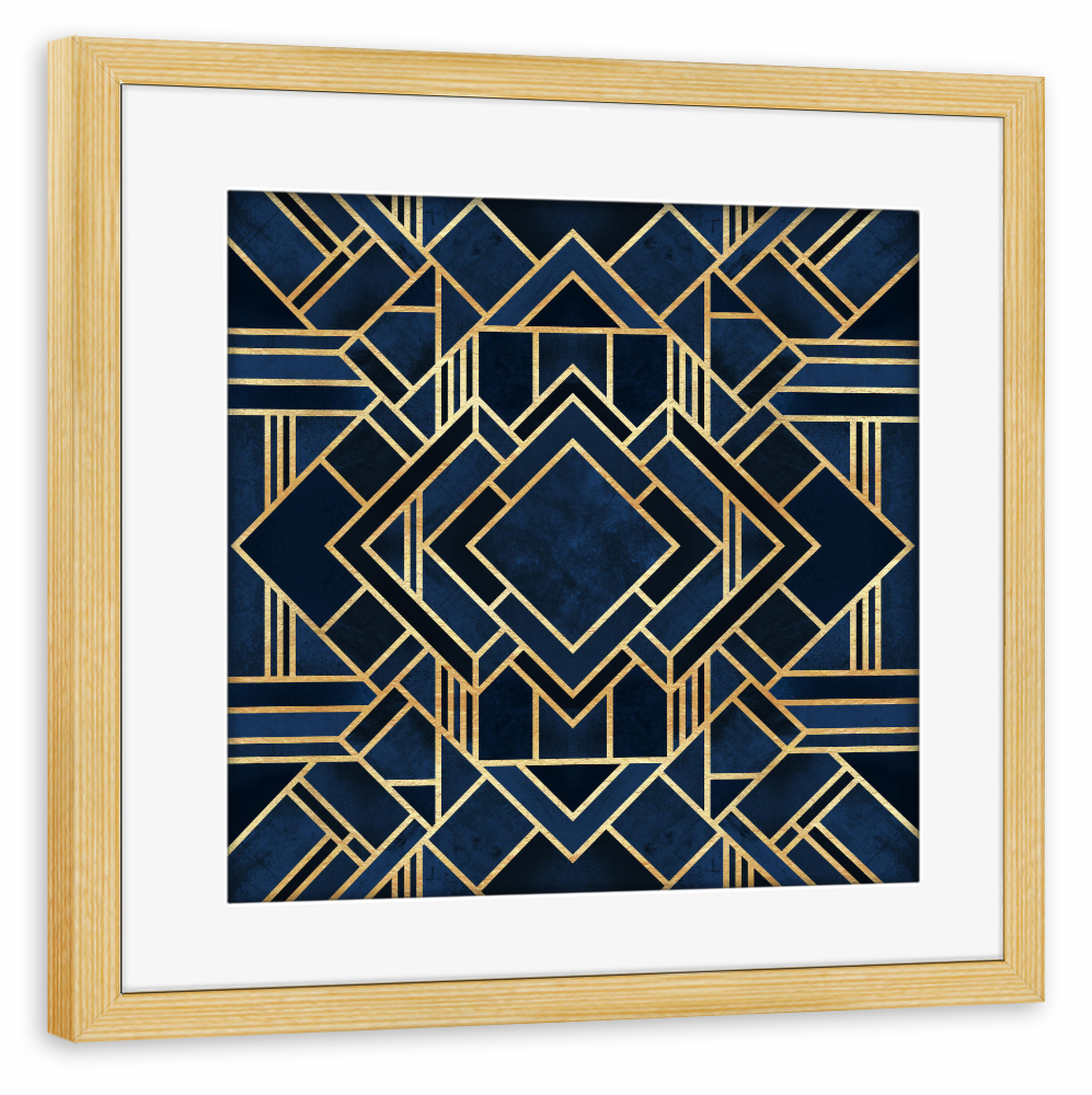 Poster mit Rahmen kiefer "Art Deco Fancy Blue" artboxONE - Abstrakt,Geometrie