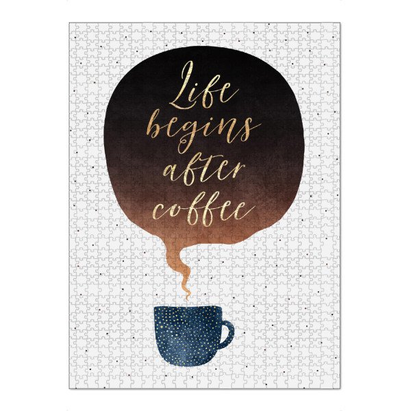 Puzzle Ravensburger "Life Begins After Coffee" artboxONE - Typografie,Essen & Trinken