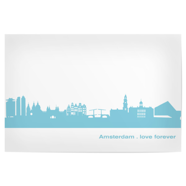 Poster "Amsterdam 08 Skyline Pastel-Blue Print monochrome" artboxONE - Städte,Abstrakt,Architektur,Weihnachten,Städte / Amsterdam