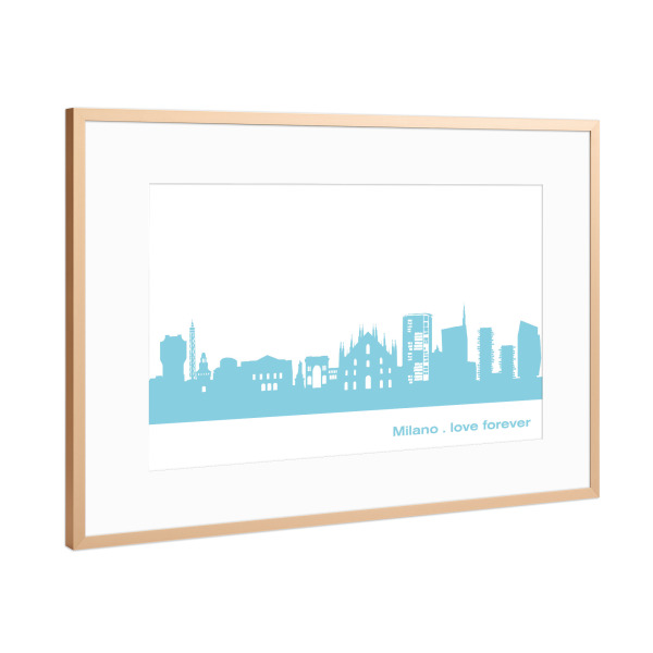 Poster mit Rahmen Kupfer "MAILAND 08 Skyline monochrome blue" artboxONE - Städte,Weihnachten,Städte / Mailand - Mailand,Milano,Italien,Skyline,Italy