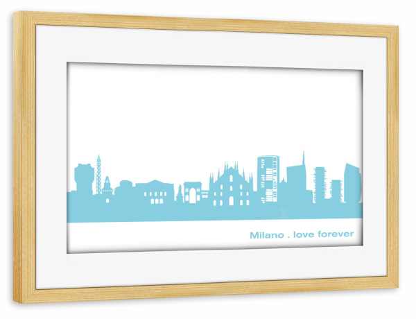 Poster mit Rahmen kiefer "MAILAND 08 Skyline monochrome blue" artboxONE - Städte,Weihnachten,Städte / Mailand - Mailand,Milano,Italien,Skyline,Italy