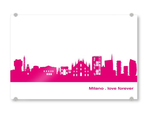 Acrylglasbild "MAILAND 04 Skyline monochrome Pink" artboxONE - Städte,Städte / Mailand - Mailand,Milano,Italien,Skyline,Italy