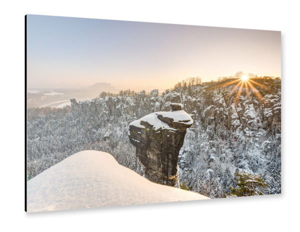 Alu-Dibond "Winterlandschaft Sächsische Schweiz" 30x20 cm artboxONE