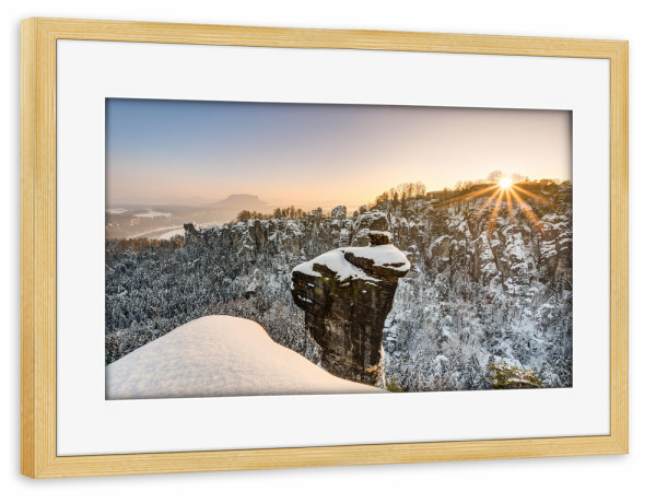 Poster mit Rahmen kiefer "Winterlandschaft Sächsische Schweiz" artboxONE - Natur,Reise